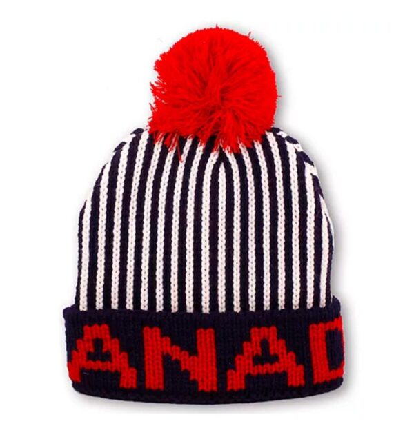 LC-12 Stripe Knitting Pom Balls Hat - Image 2