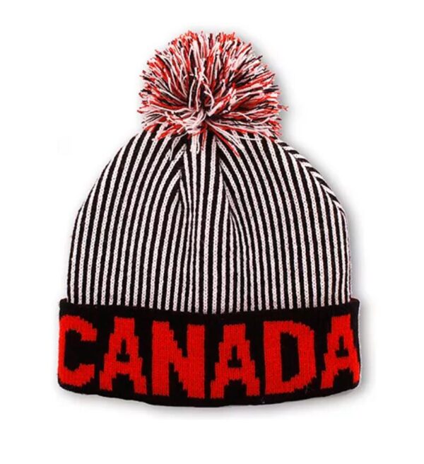 LC-12 Stripe Knitting Pom Balls Hat - Image 3